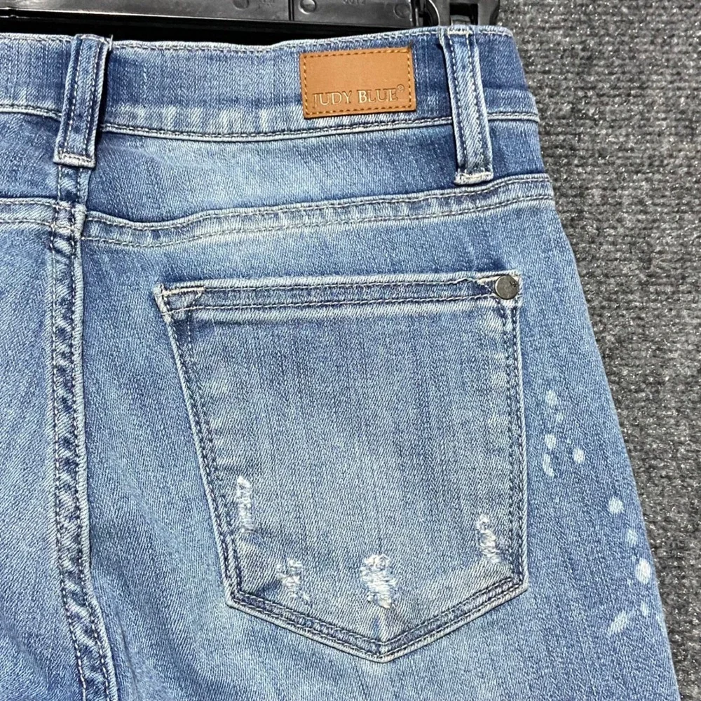 Judy Blue Relaxed Fit Mid Rise Skinny Jeans‎ Distressed Paint Splatter Size 3/26